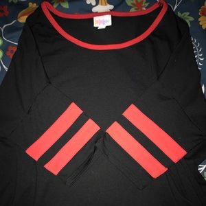 LuLaRoe Black Irma with Red Stripes